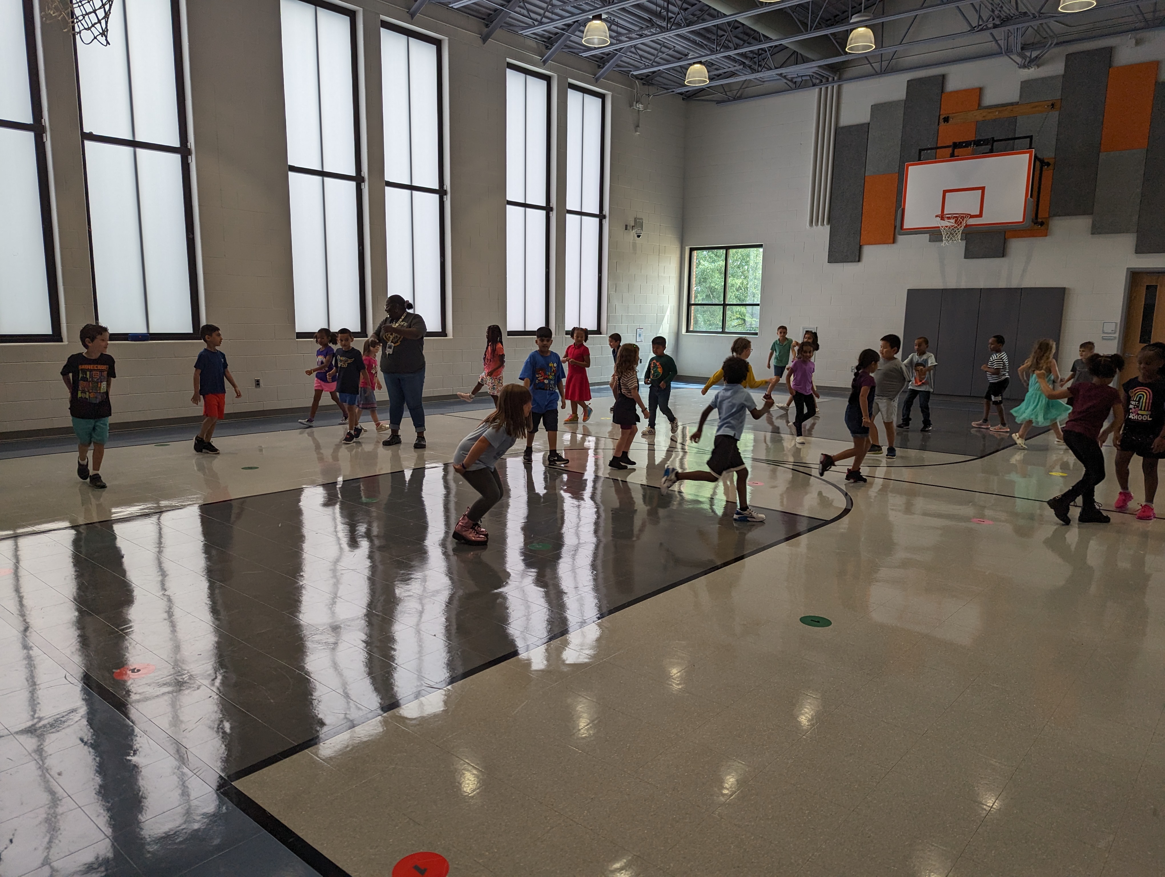 students playing a game in pe.