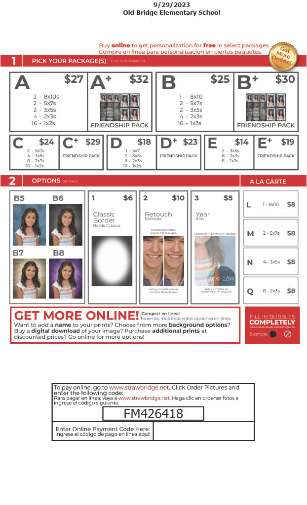 school picture ordering flyer.